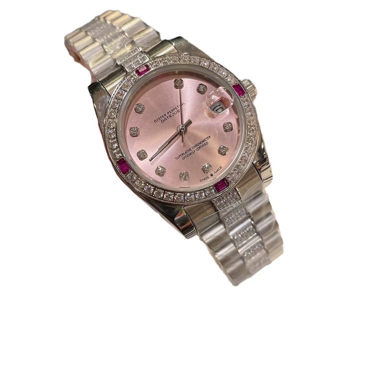 Luxury Perpetual Automatic Imported Quartz Pink Face 31Mm Male and Female Couple Pair Watch
