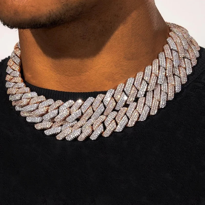 Chaîne Cuban Or Blanc & Rose