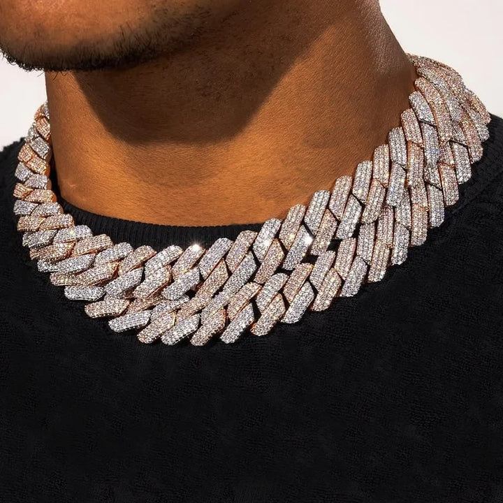 Chaîne Cuban Or Blanc & Rose