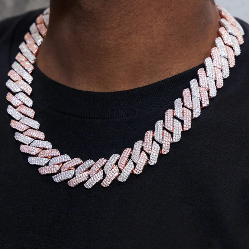 Chaîne Cuban Or Blanc & Rose