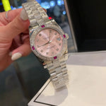 Luxury Perpetual Automatic Imported Quartz Pink Face 31Mm Male and Female Couple Pair Watch