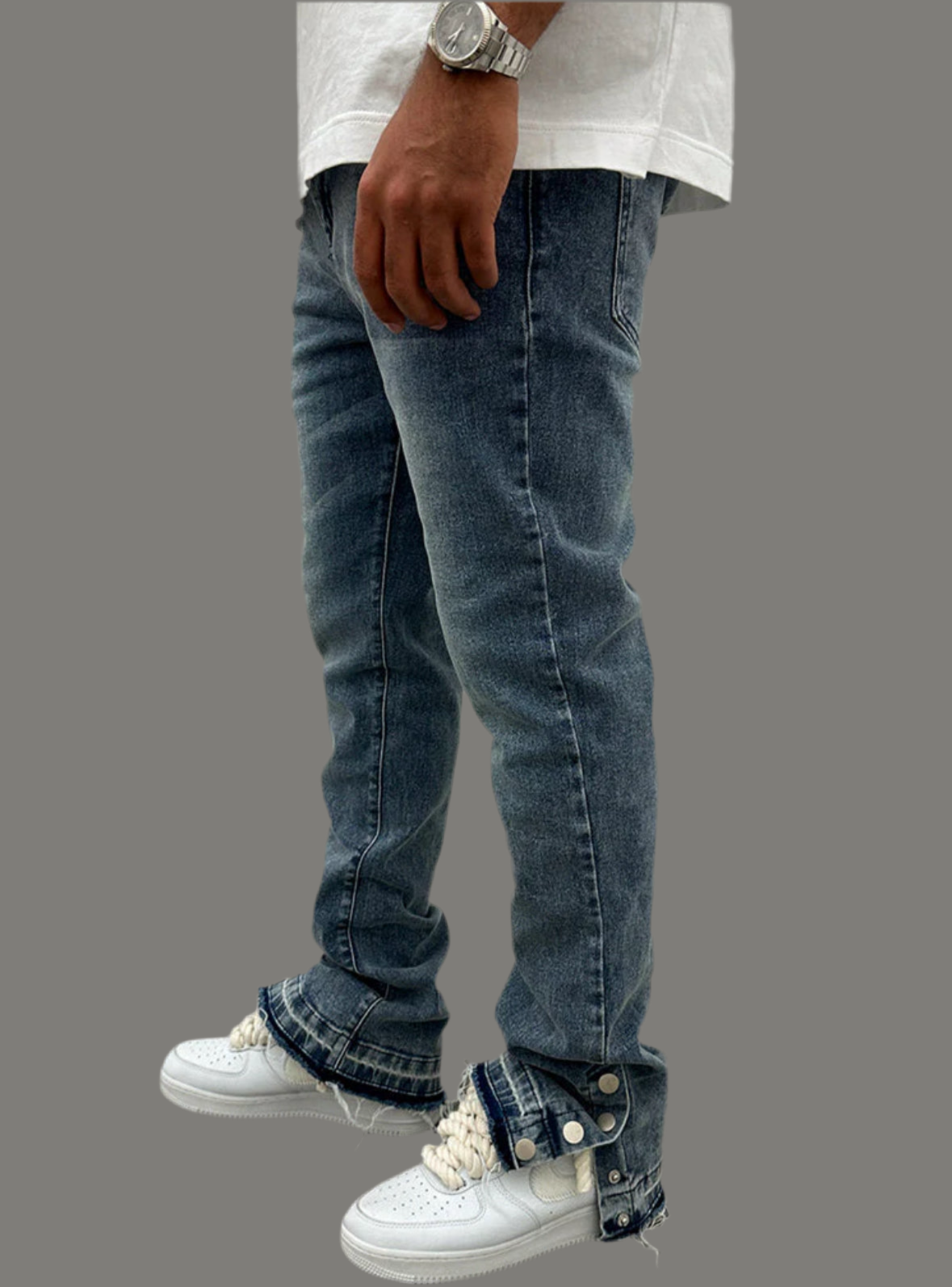 Vintage Flare Snapper Jeans - Blue