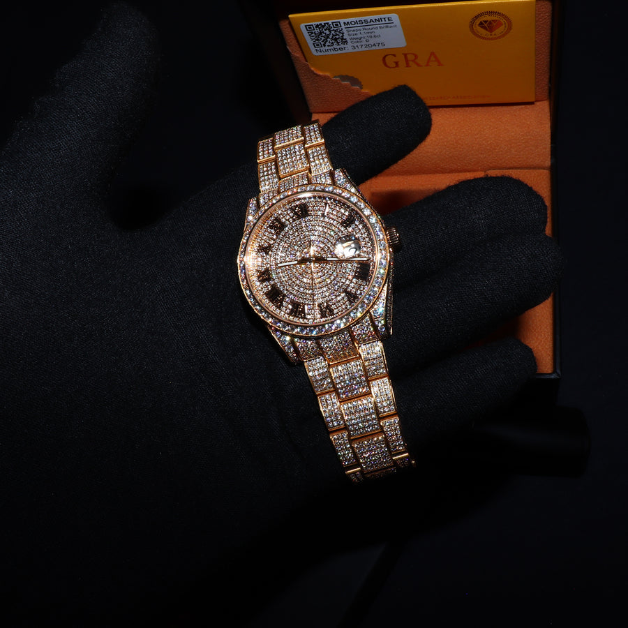 Montre De Luxe Fully Iced Corore en Moissanite & Or