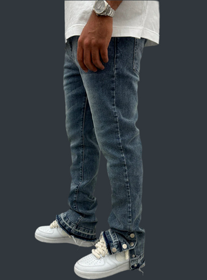 Vintage Flare Snapper Jeans - Blue