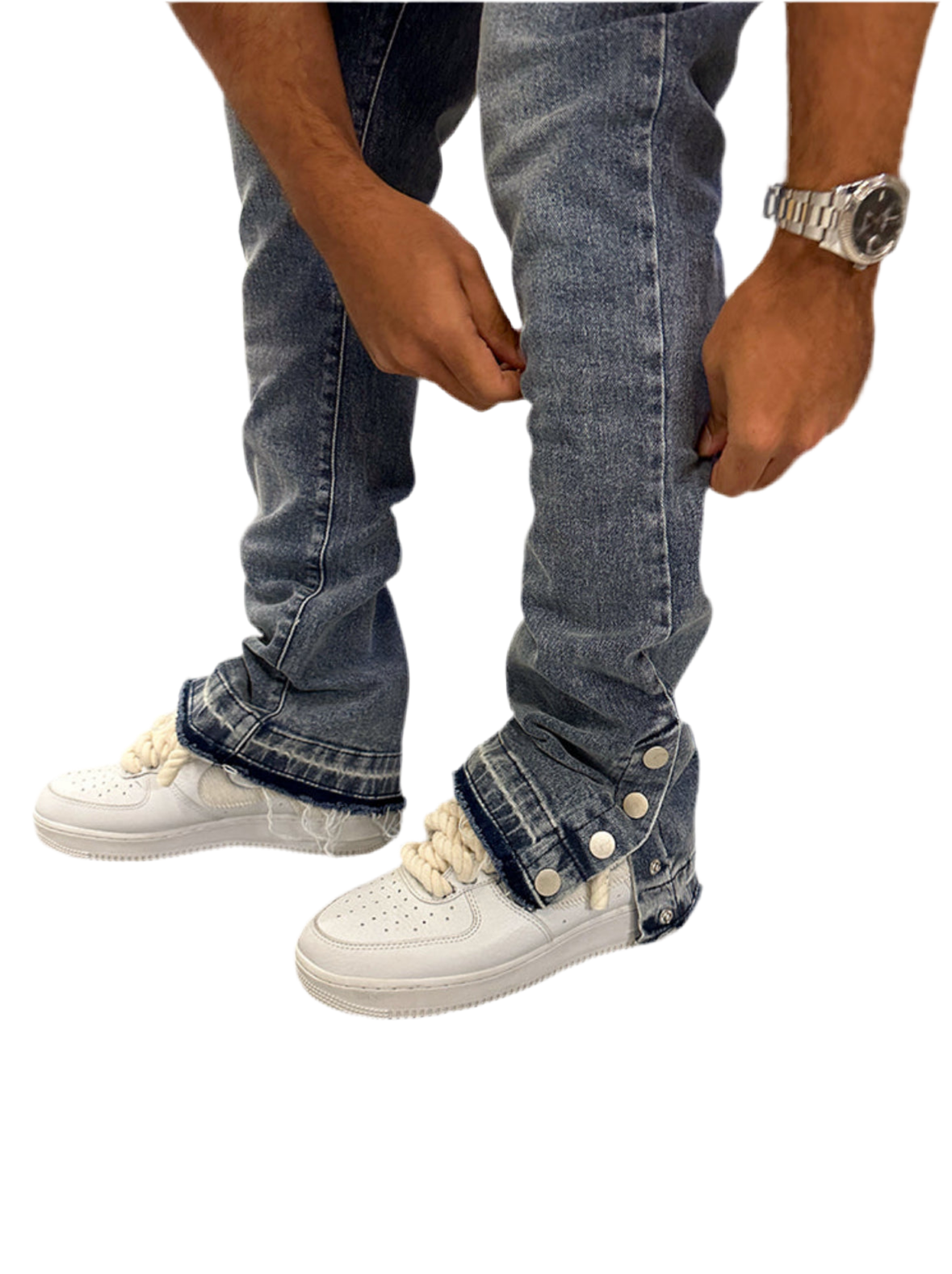 Vintage Flare Snapper Jeans - Blue