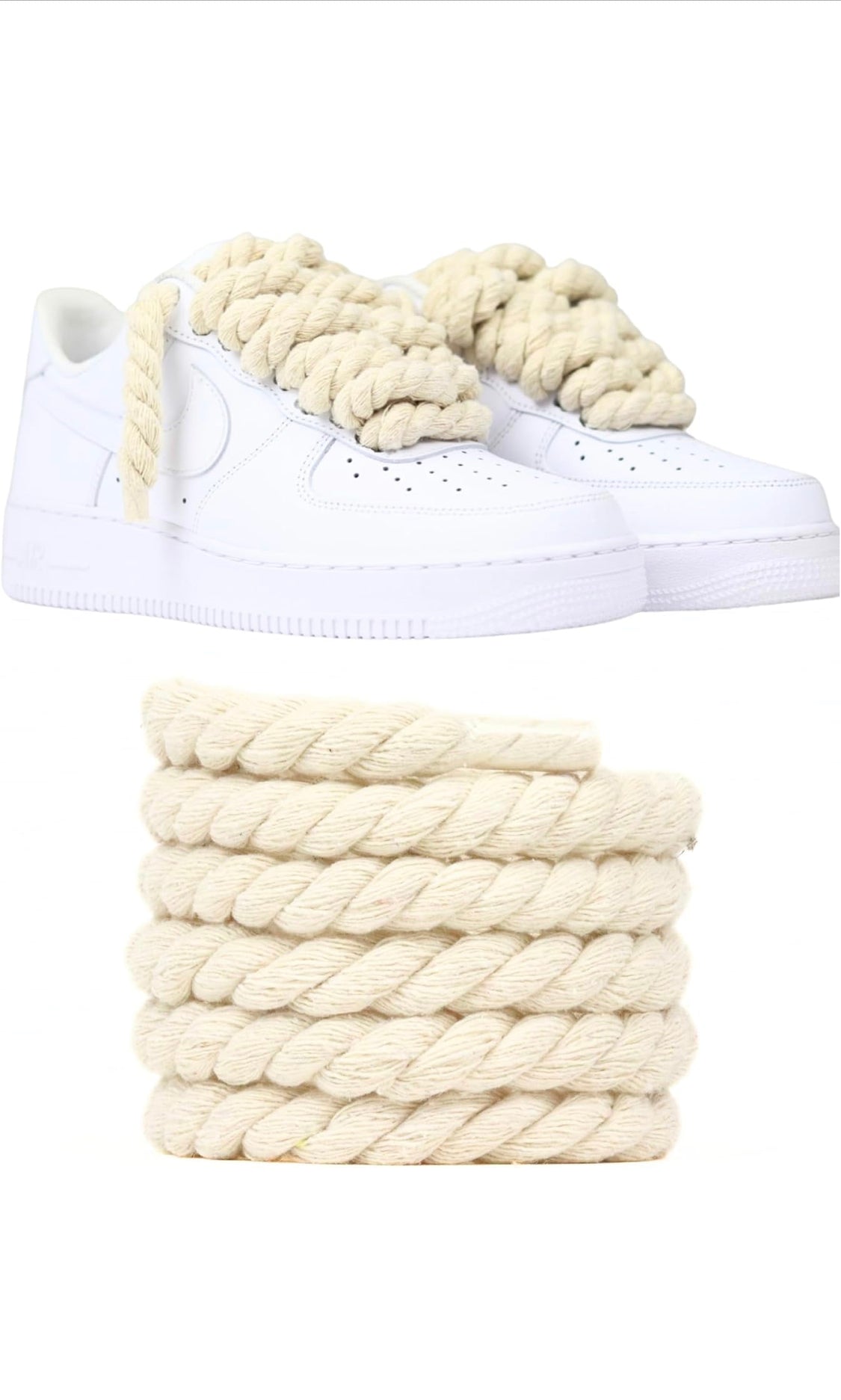 Air force 1 blanche lacets ronds épais
