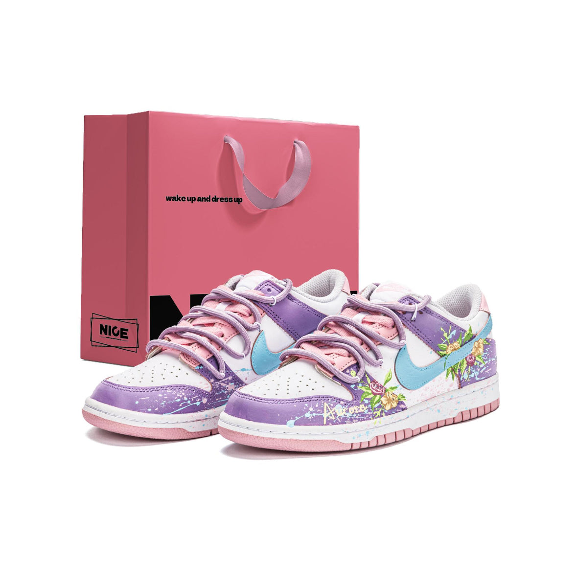 Nike Dunk Flowers purple & pink