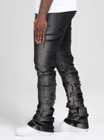 Vintage Flare Tacked Jeans - Blac
