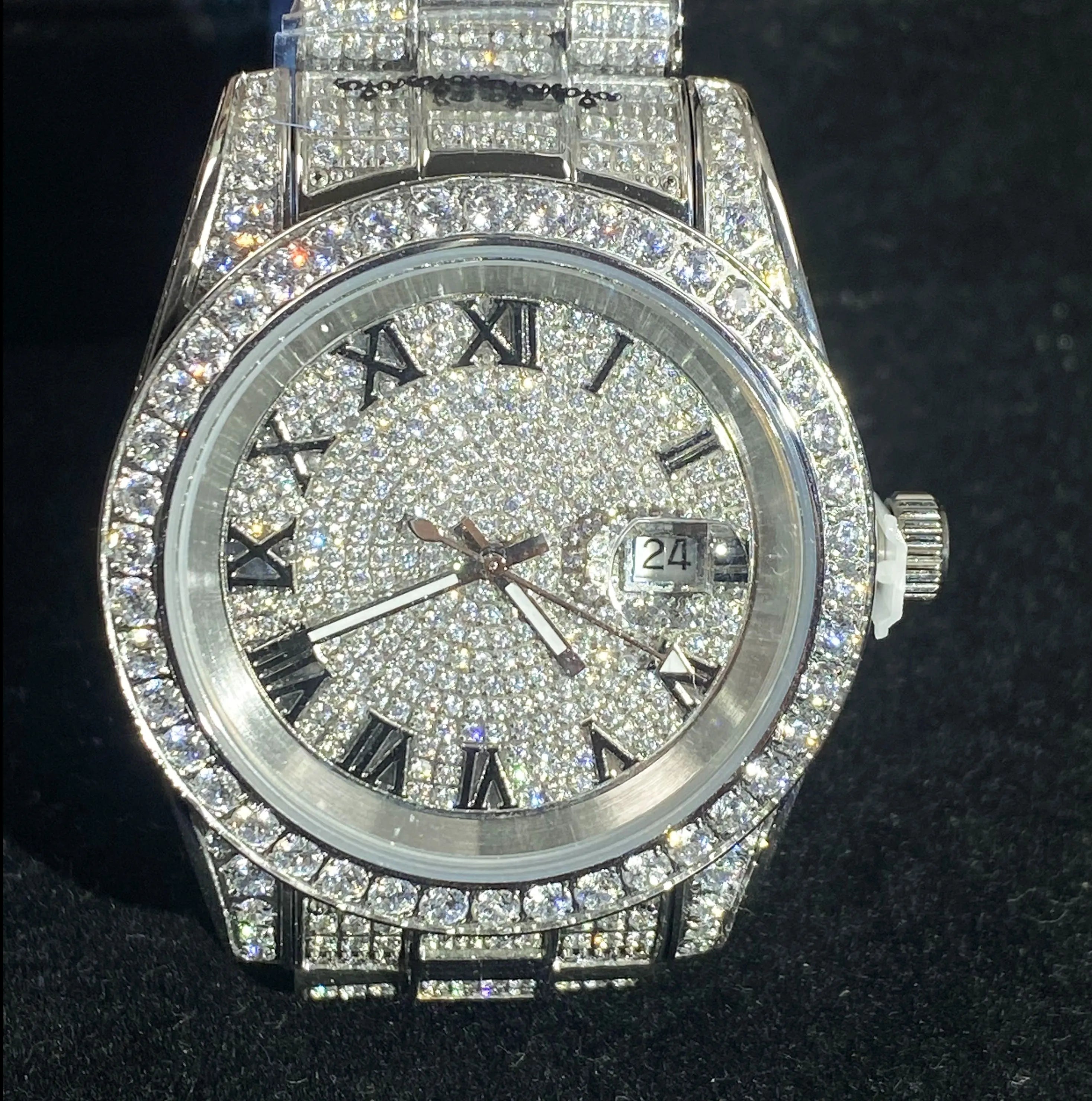 Half Iced Presidential Watch in White Gold