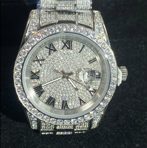 Half Iced Presidential Watch in White Gold