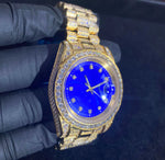 Hip Hop Jewelry Luxury CZ Diamond Iced Out Gold Plated Stainless Steel Quartz Men Wrist Watch