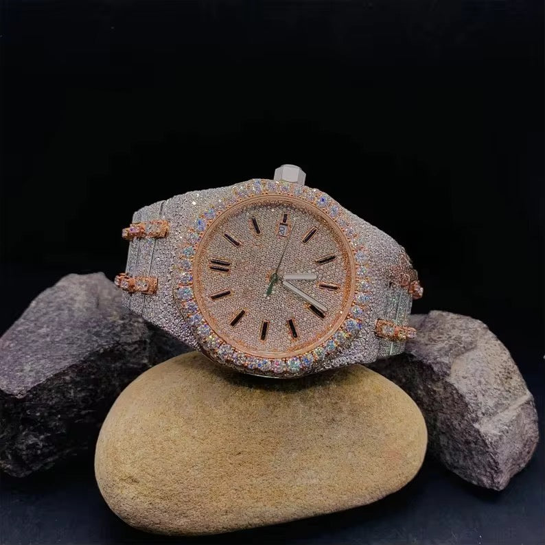 Montre à Quartz de Luxe En Moissanite