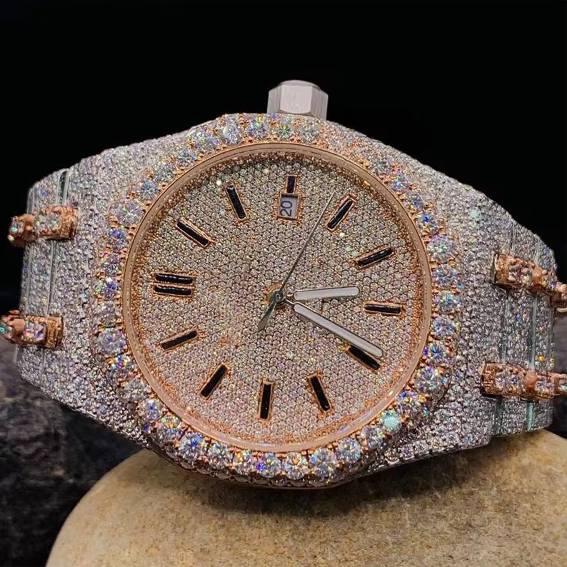 Montre à Quartz de Luxe En Moissanite