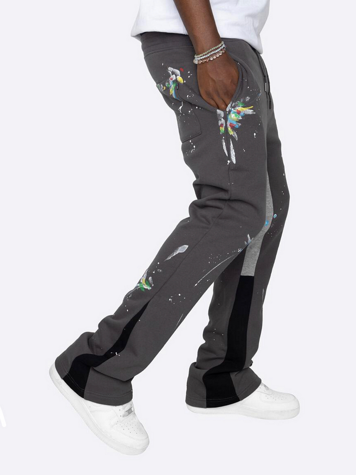 Pantalons Flares avec effet peinture multicolore