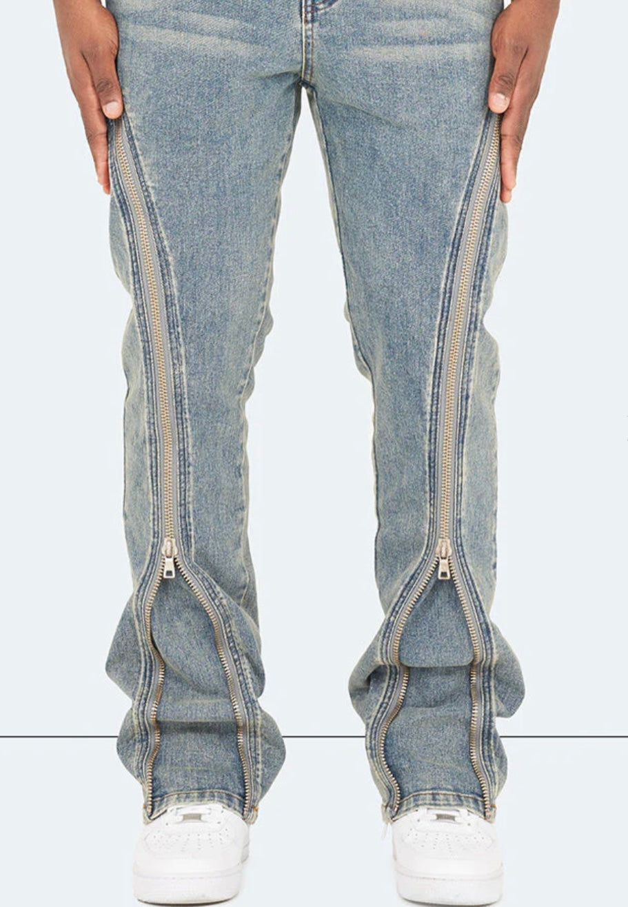 Jeans flare zippe
