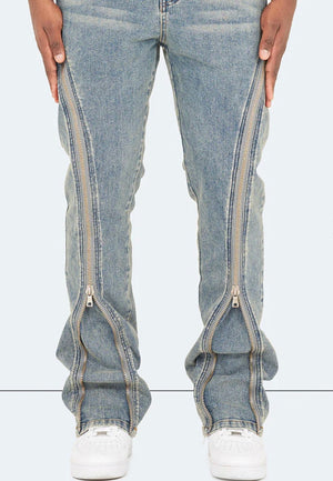 Jeans flare zippe
