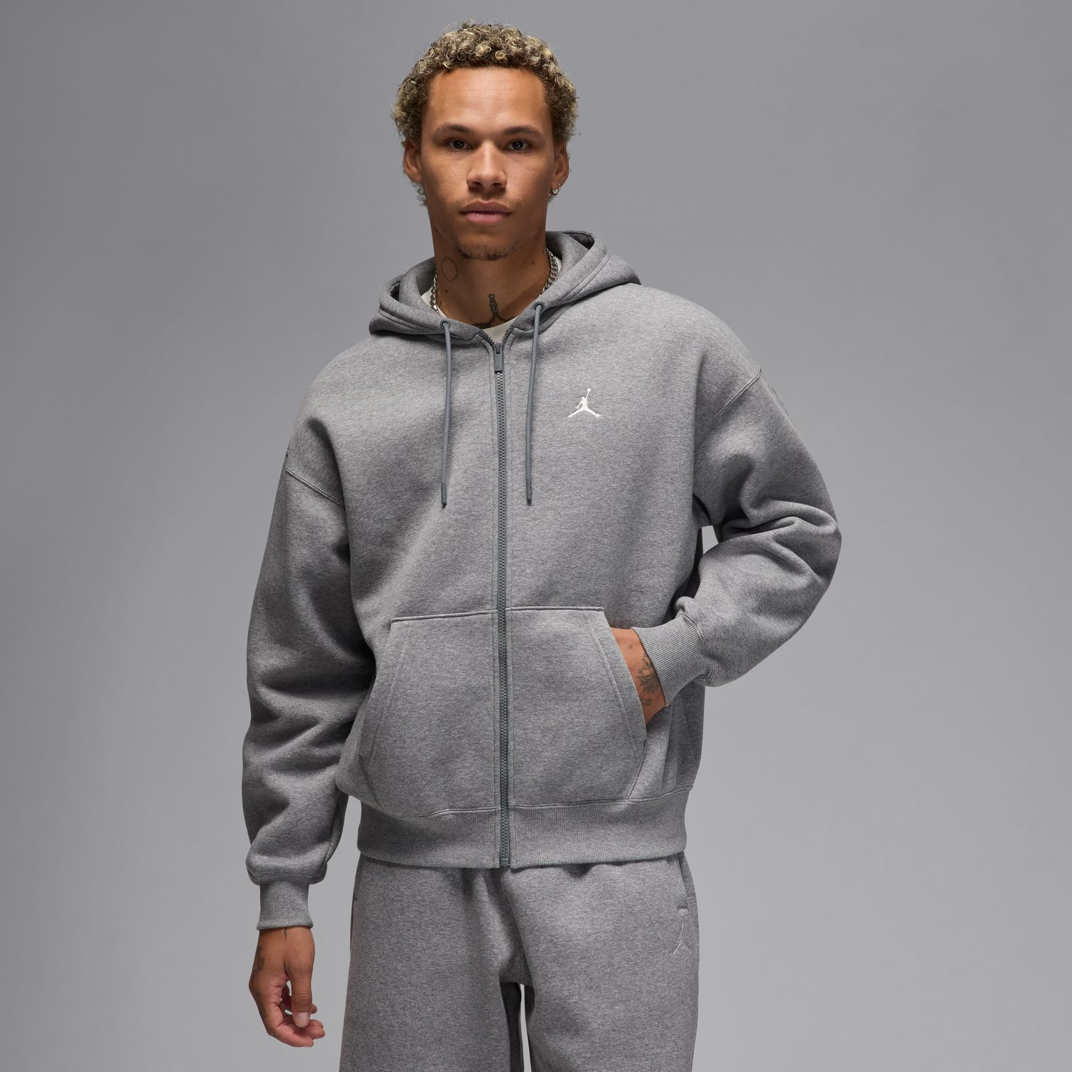 Jordan Brooklyn Fleece Oversized Pullover Hoodie Carbon Heather