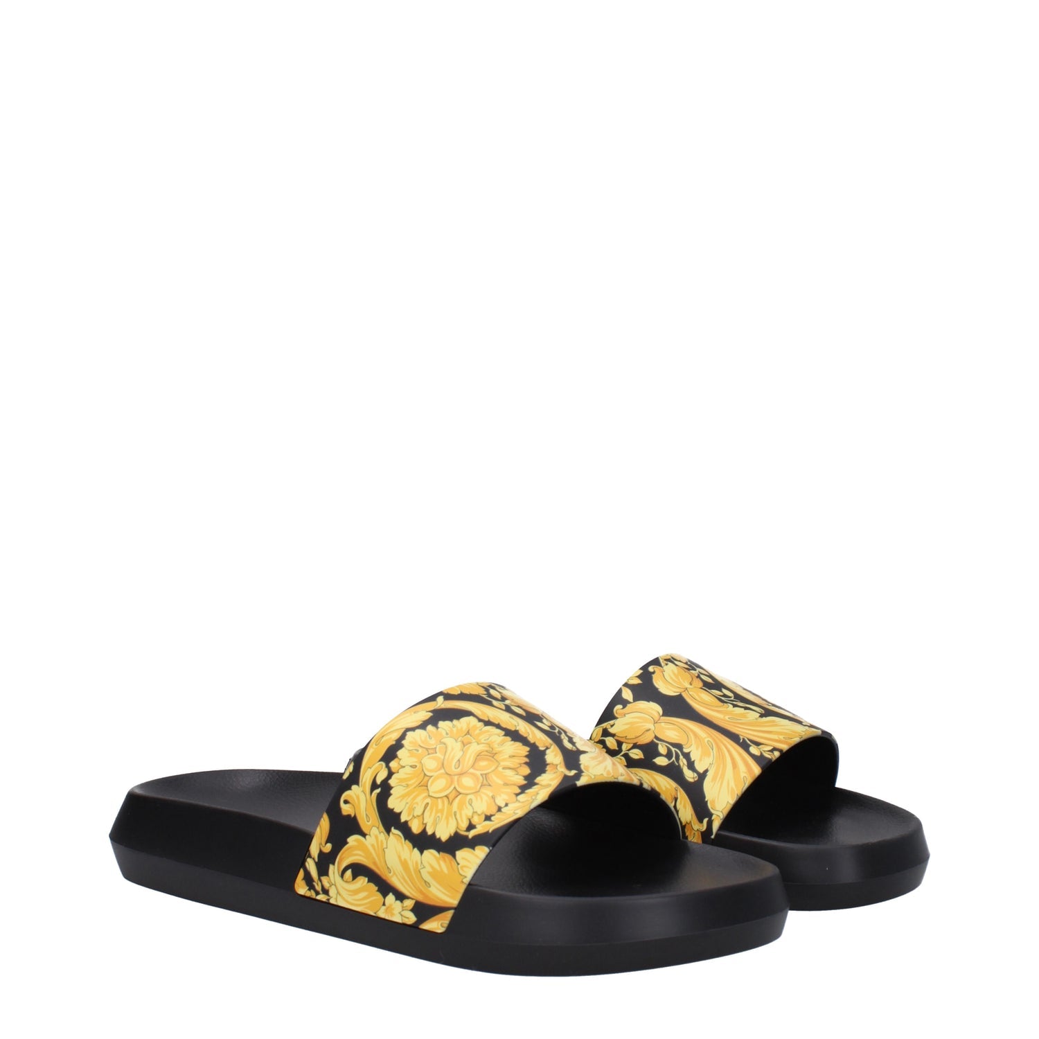 Versace Tongs et Mules Homme Caoutchouc Noir/Or